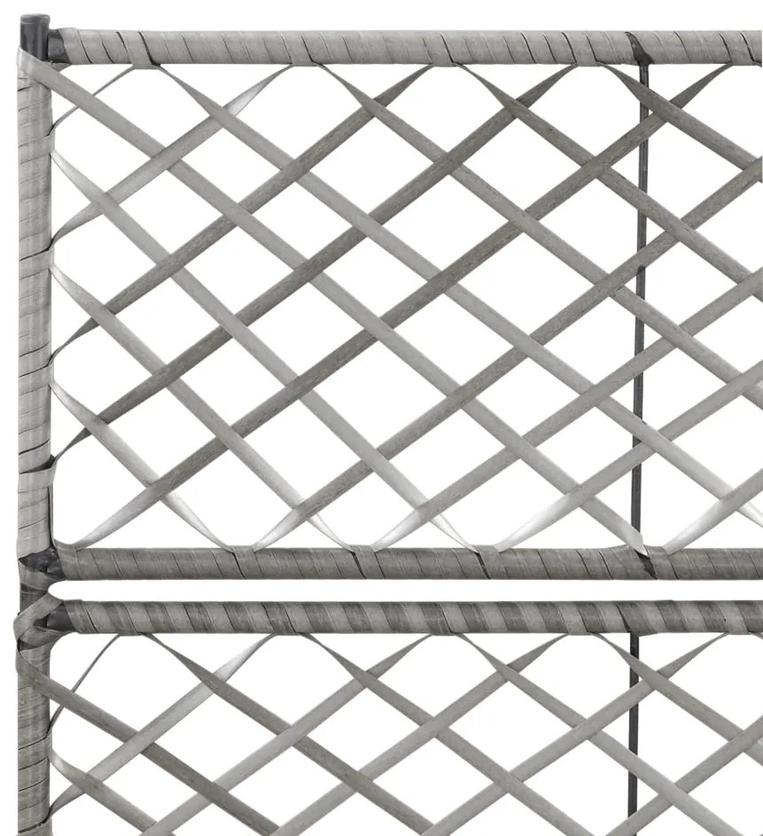 Floreira com treliça e 2 vasos 58x30x107 cm vime PE cinzento