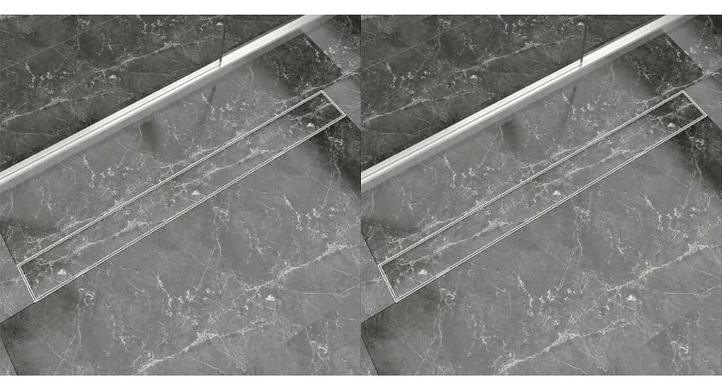 VidaXL Dreno de chuveiro linear 2 pcs 1030x140 mm aço inoxidável