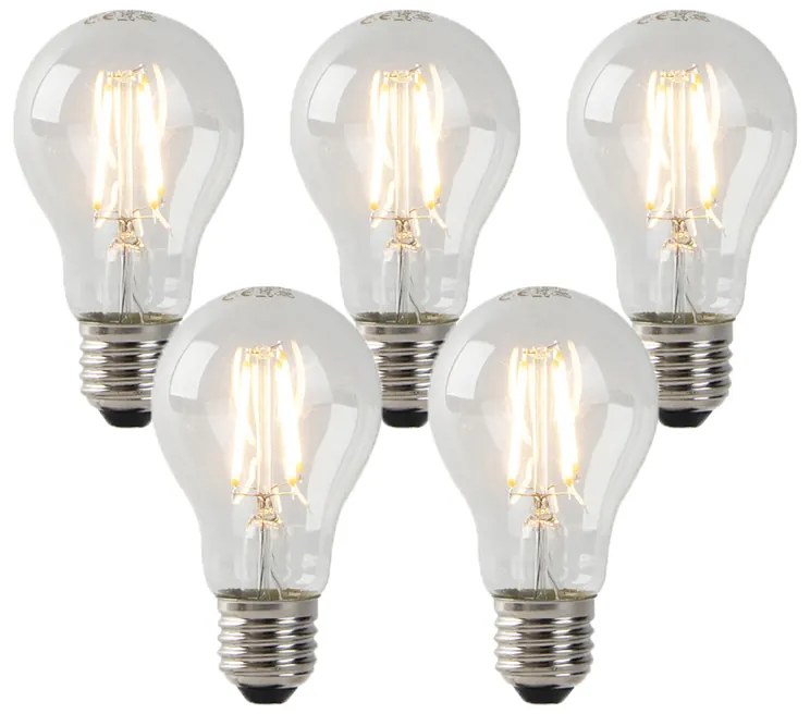 Conjunto de 5 lâmpadas LED E27 transparentes 3W 250lm 2200K