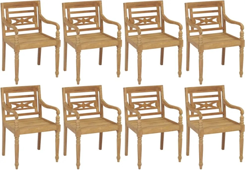 vidaXL Cadeiras Batávia 8 pcs madeira de teca maciça