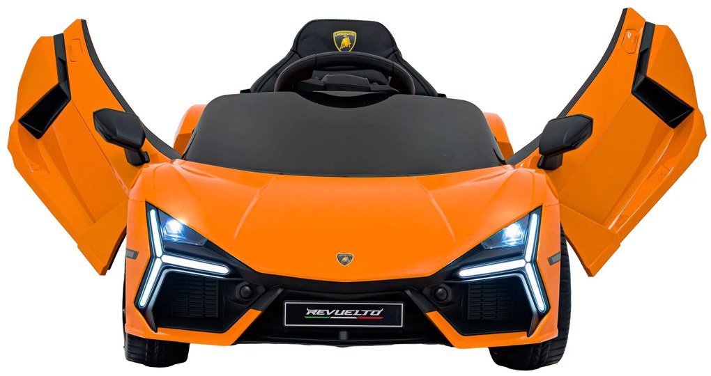 Carro elétrico para Crianças Lamborghini Revuelto 12V 4x4 Rodas Espuma EVA, Assento couro ecológico Laranja