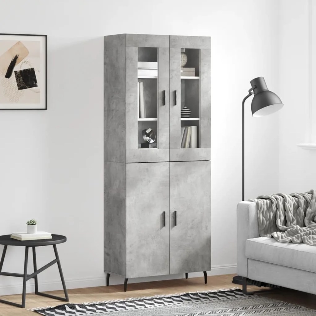 vidaXL Armário alto 69,5x34x180 cm derivados de madeira cinza cimento