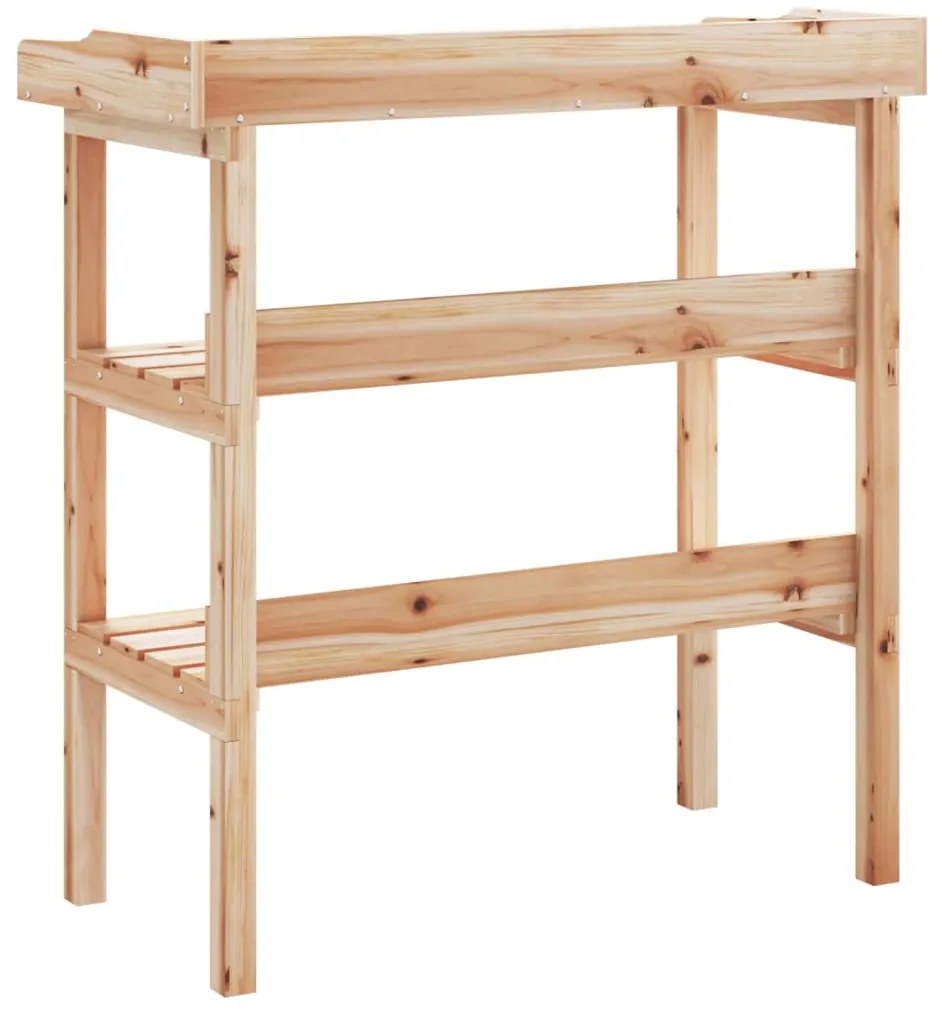 Mesa apoio p/ plantas c/ prateleiras 78x38x82,5 cm abeto maciço