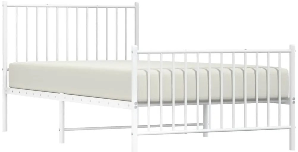 Estrutura de cama com cabeceira e pés 100x200 cm metal branco