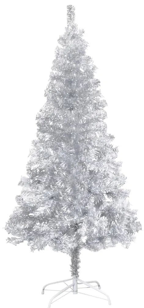 vidaXL Árvore de Natal artificial com suporte 180 cm PET prateado