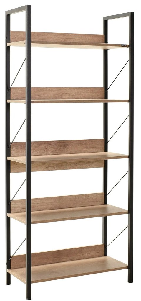 Estante "Rovere" - Nogueira e Preto - 73x172x35cm - Design Moderno