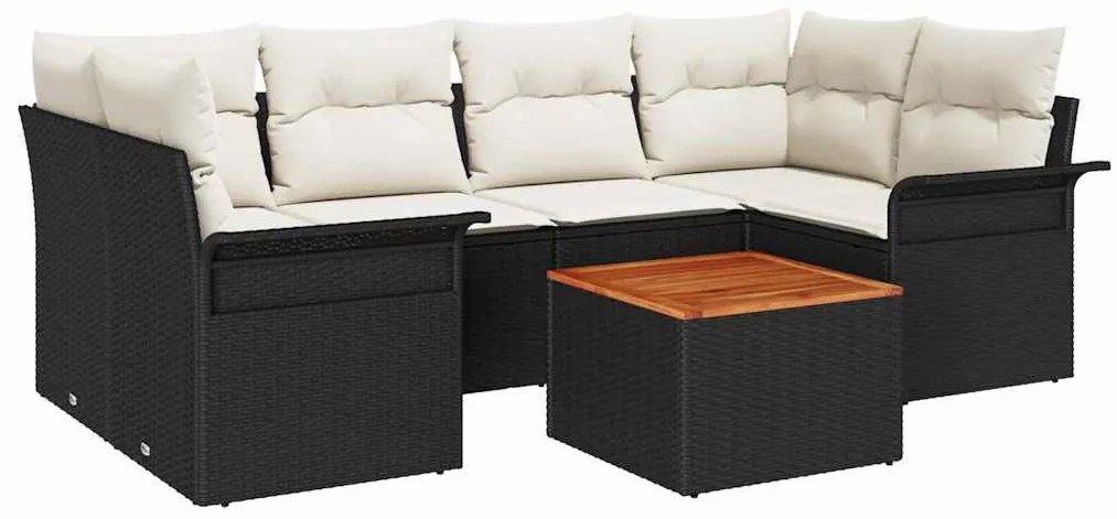Conjunto de Sofá de Jardim de 7 Peças com Almofadas em Rattan Sintétic