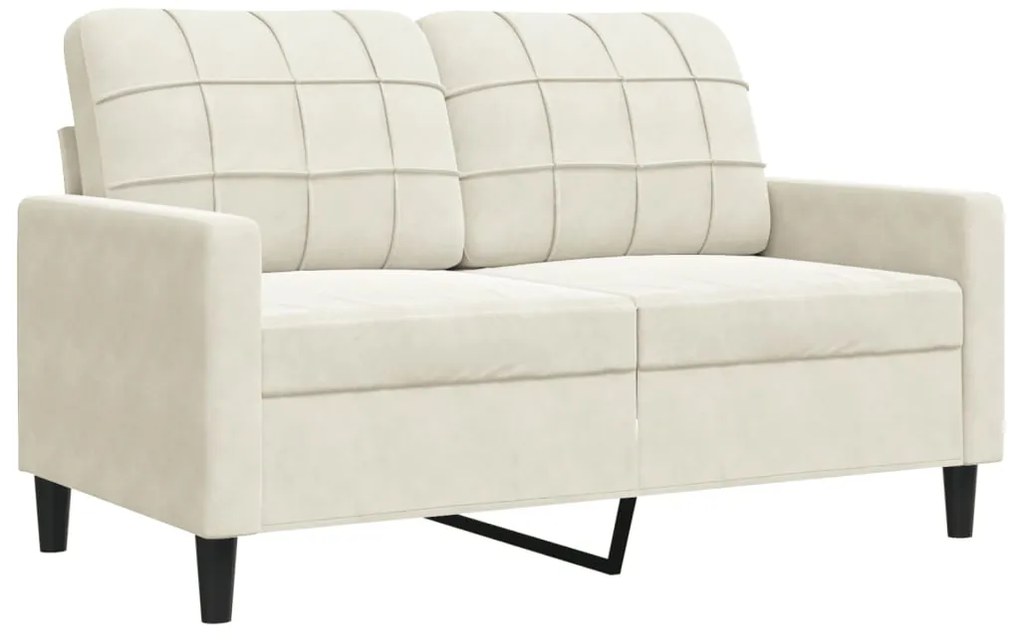 3 pcs conjunto de sofás com almofadões veludo cor creme