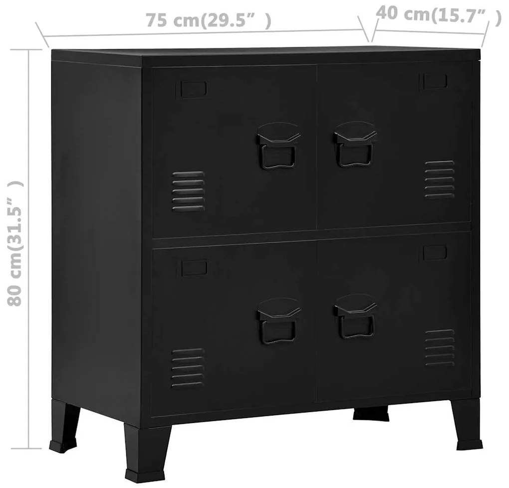 Aparador de arrumação industrial 75x40x80 cm aço preto