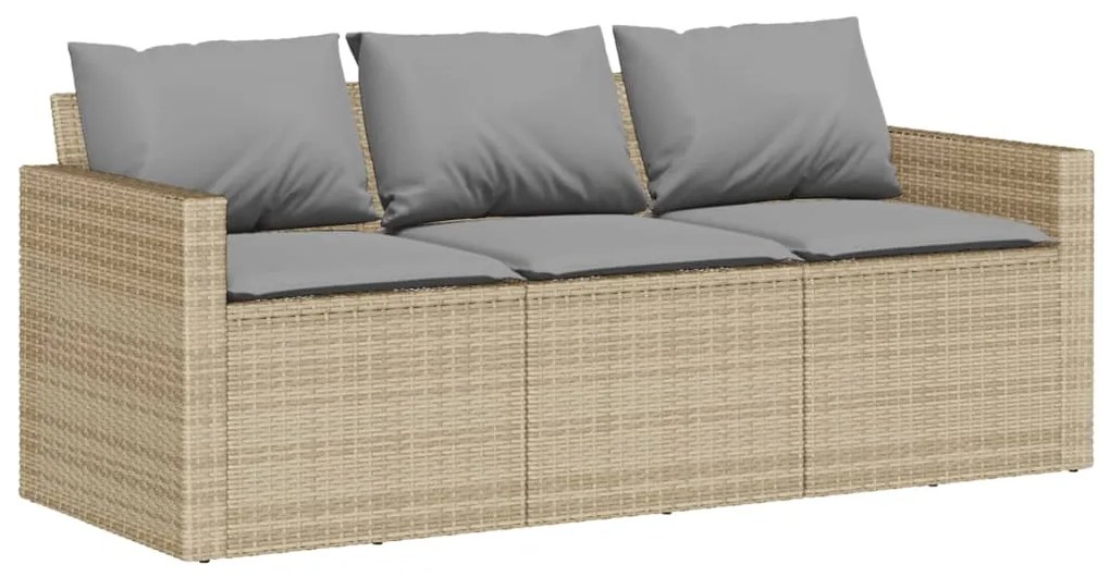 6 pcs conjunto de sofás p/ jardim com almofadões vime PE bege