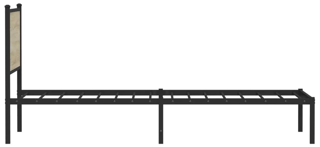 Estrutura de cama sem colchão 100x190 cm metal carvalho sonoma