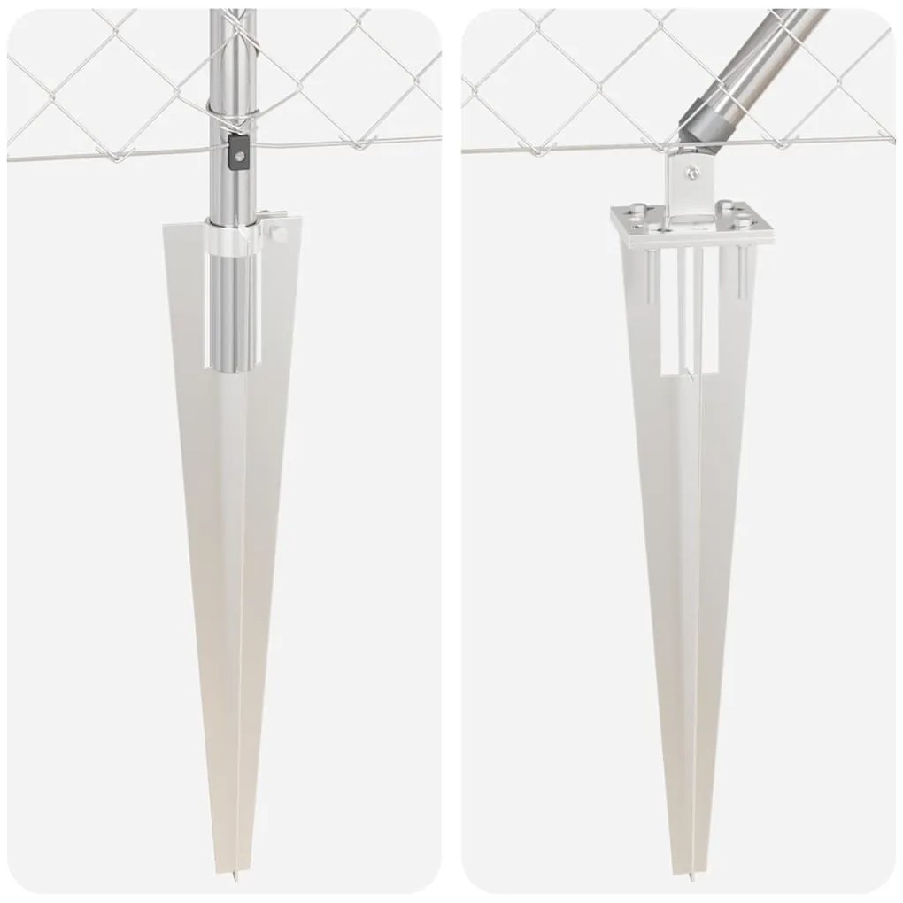 Conjunto de Postes de Cerca Prateado 25 x 0.4 m Aço galvanizado