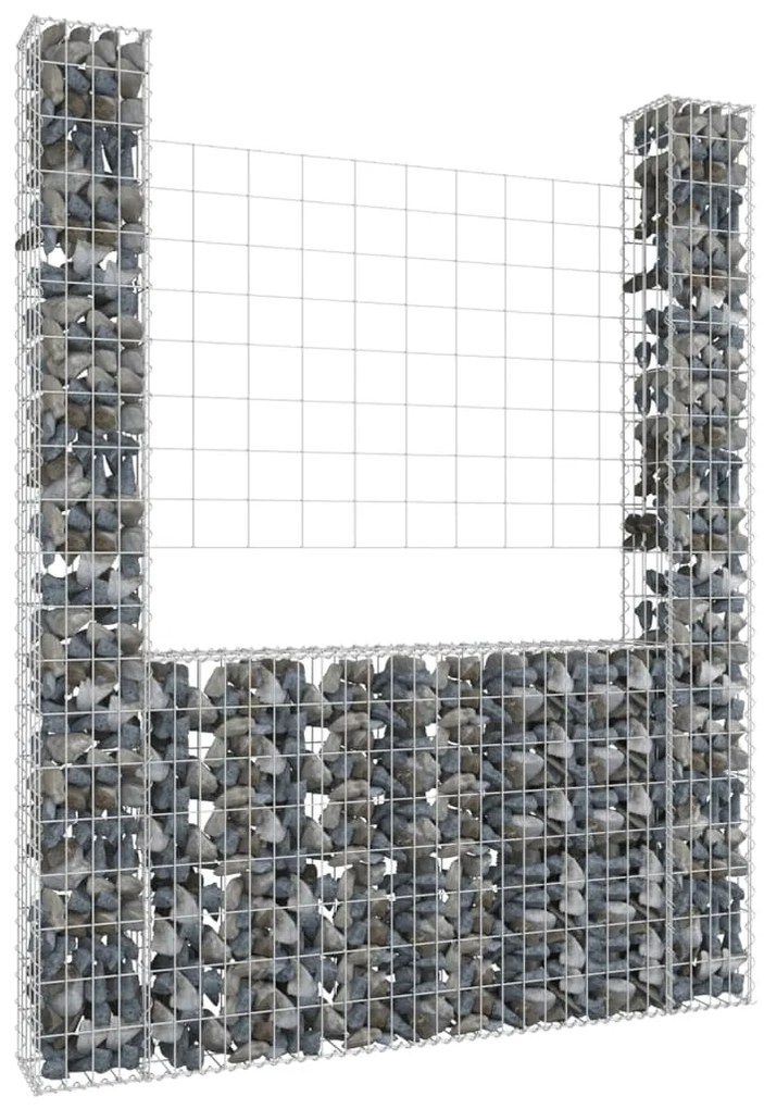 Cesto gabião em forma de U c/ 2 postes 140x20x200 cm ferro