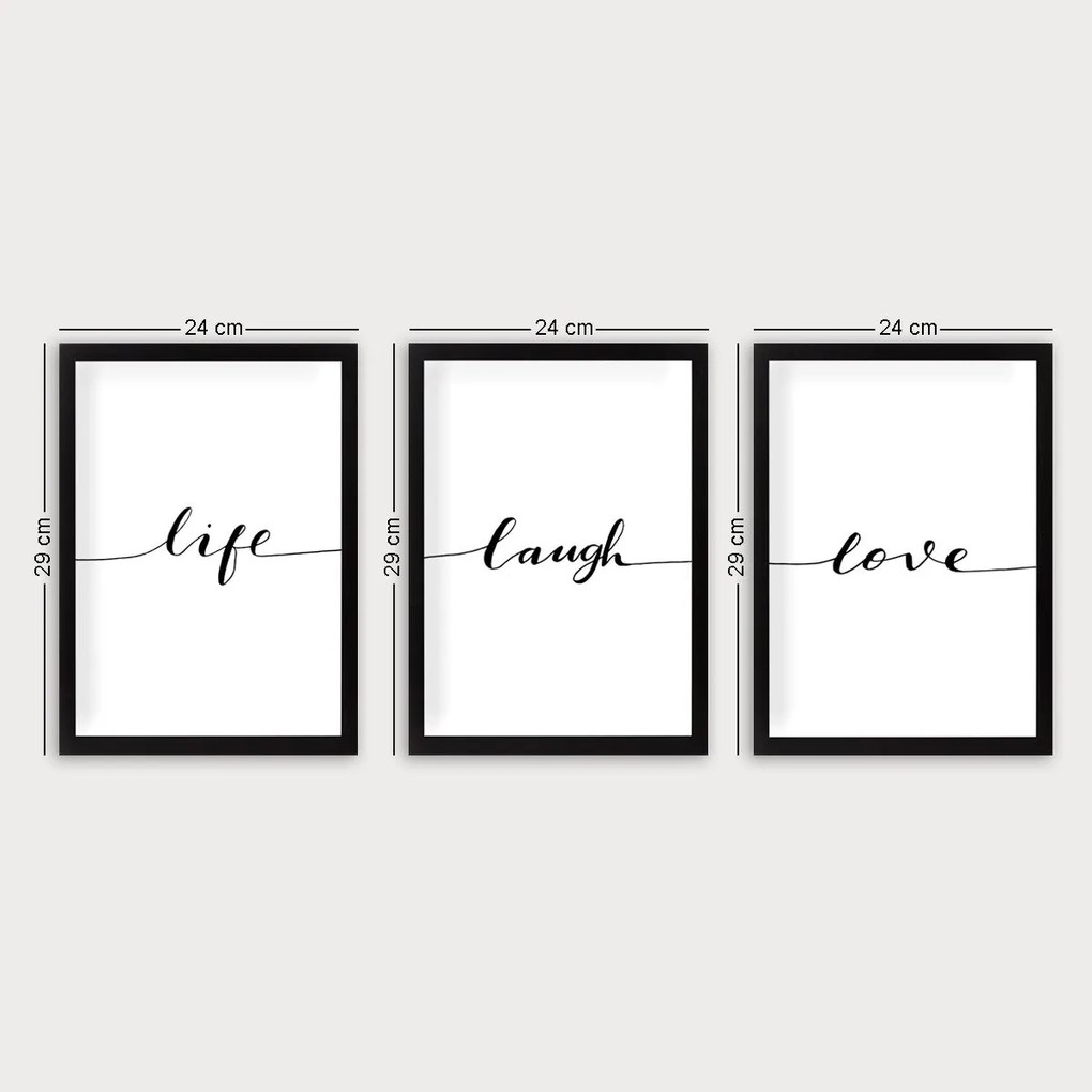 Pintura Decorativa com Moldura (3 Peças) SET_041 – Multicolor – 24 x 2