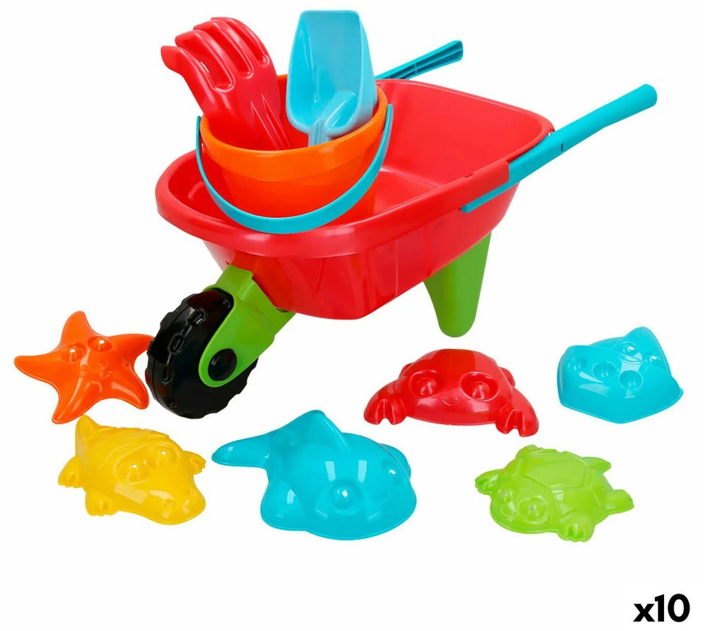 Conjunto de Brinquedos de Praia Colorbaby Carrinho de Mão Polipropileno (10 Unidades)