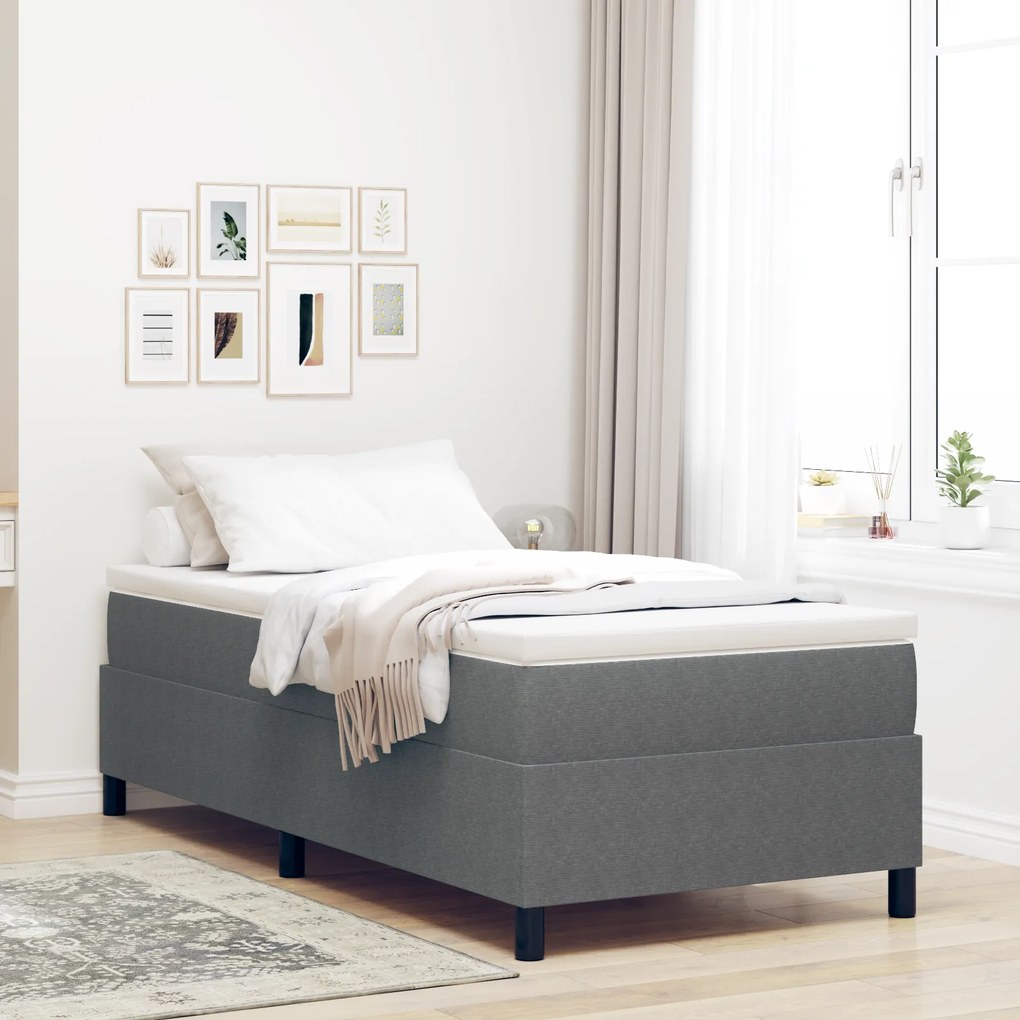 Cama Box Spring Cinza Claro 90x200 cm Tecido Cotelê