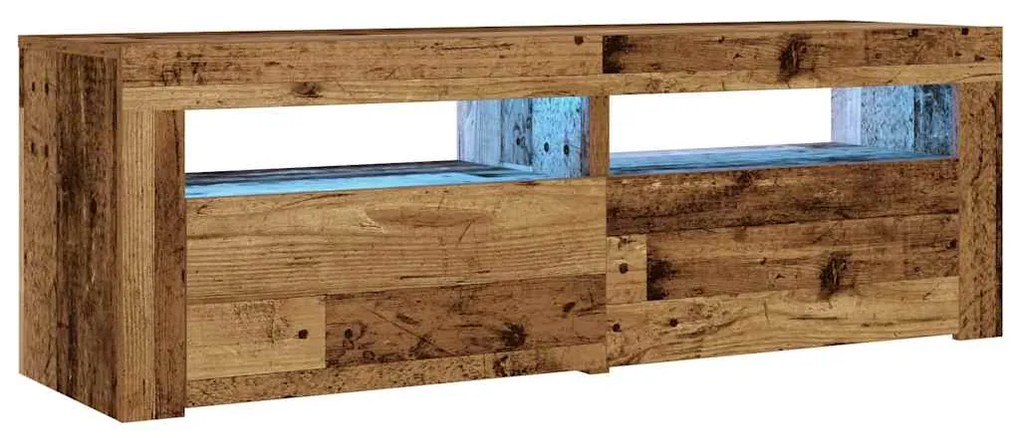 Mesas cabeceira c/ luzes LED 2 pcs 60x35x40 cm madeira velha