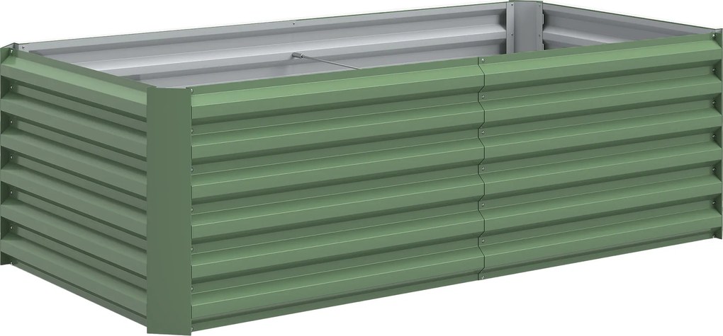 Outsunny Jardineira elevada em aço galvanizado, canteiro com fundo aberto, 180 x 90 x 57,5 cm, verde claro | Aosom Portugal