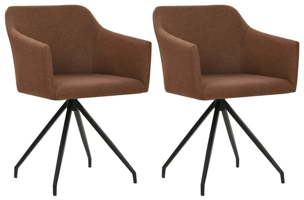 vidaXL Cadeiras de jantar giratórias 2 pcs tecido castanho