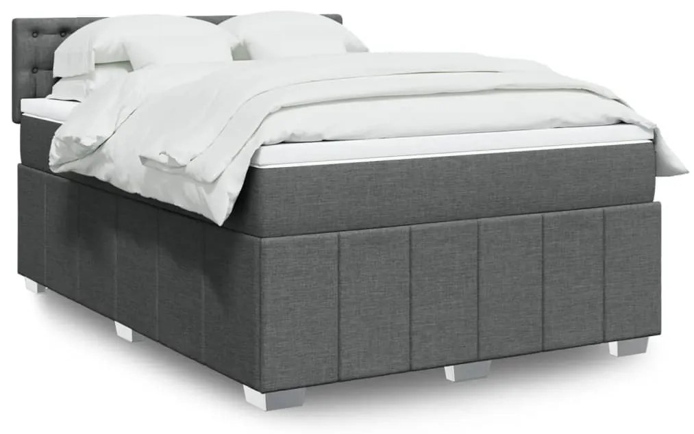 Cama com molas/colchão 140x200 cm tecido cinzento-escuro