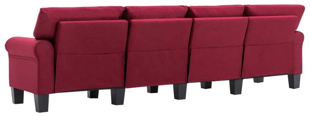 Sofá de 4 lugares em tecido vermelho tinto