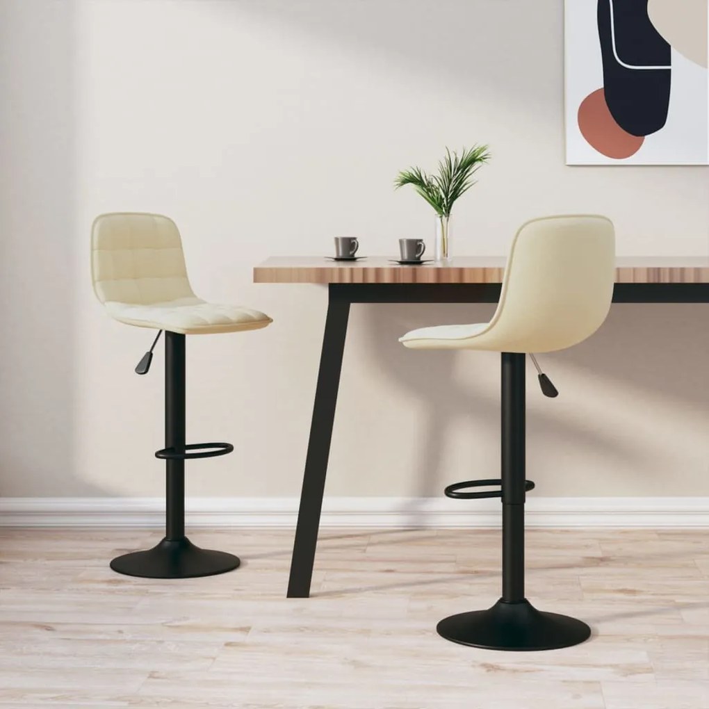 vidaXL Bancos de bar 2 pcs veludo creme