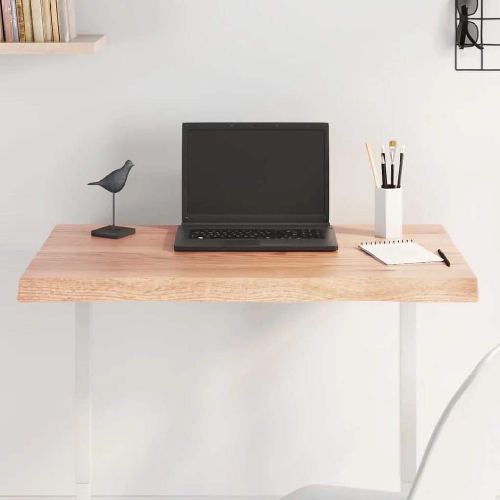 vidaXL Tampo de mesa com bordas vivas carvalho tratado castanho-claro