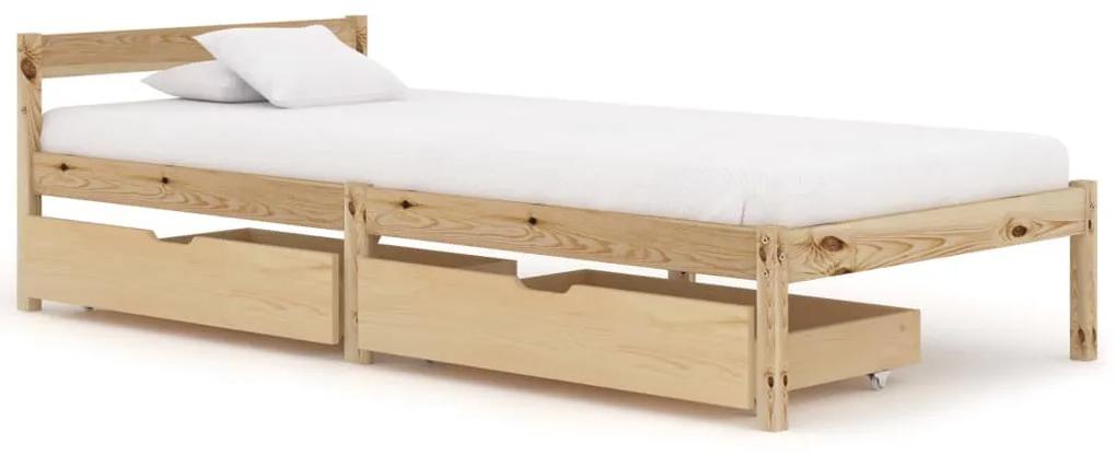 Estrutura de cama com 2 gavetas 100x200 cm pinho maciço
