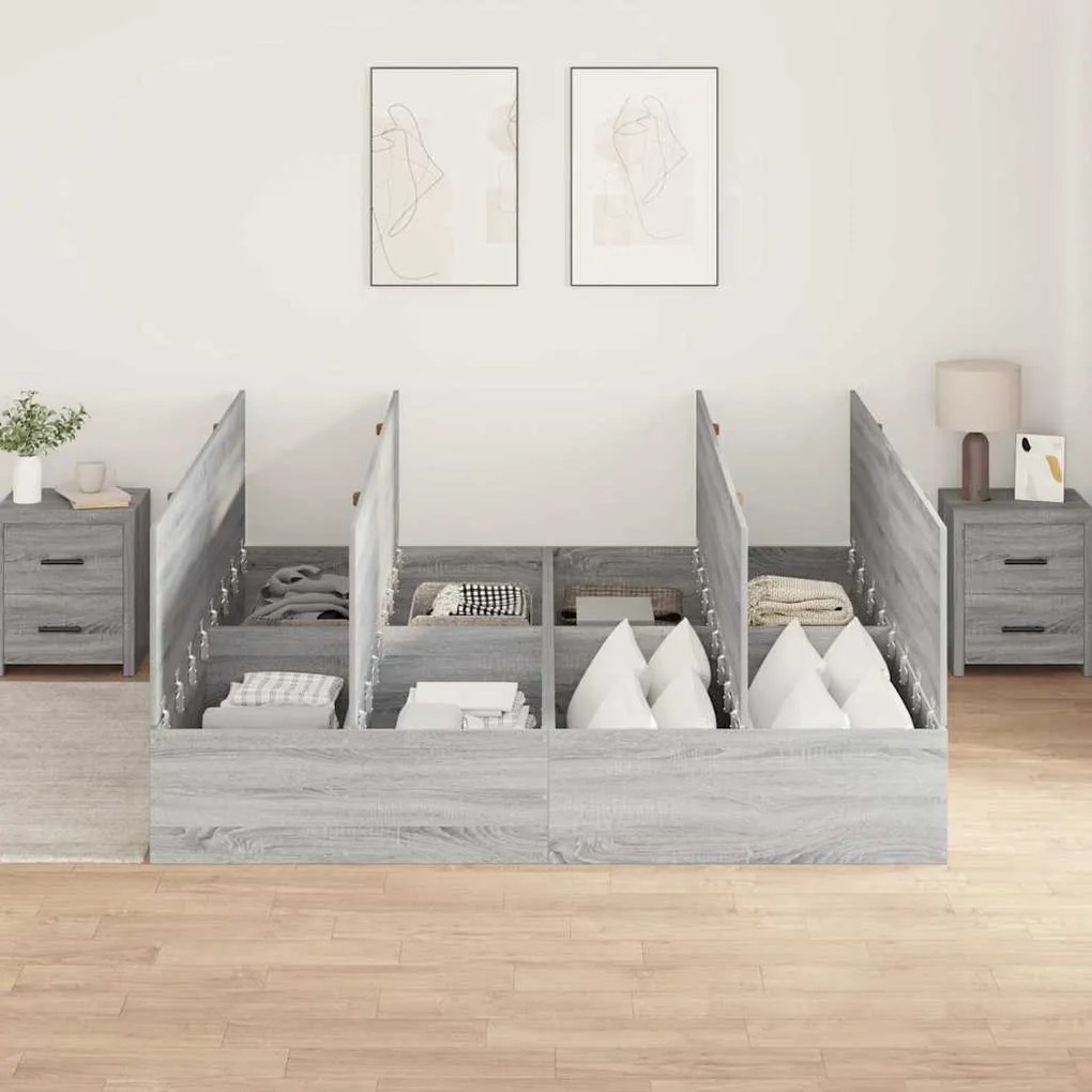 Estrado de Cama com Armazenamento Cinza Sonoma 180x200 cm