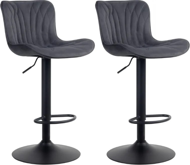 Conjunto de 2 bancos de bar Linus Veludo preto