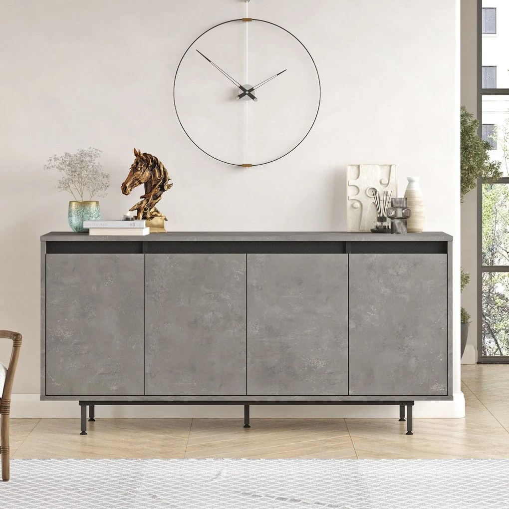 Aparador “Graphite” — 160x44,5x75,6 cm — Cinzento e Preto com Pernas M