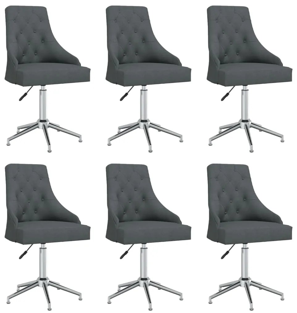 vidaXL Cadeiras de jantar giratórias 6 pcs tecido cinzento-escuro