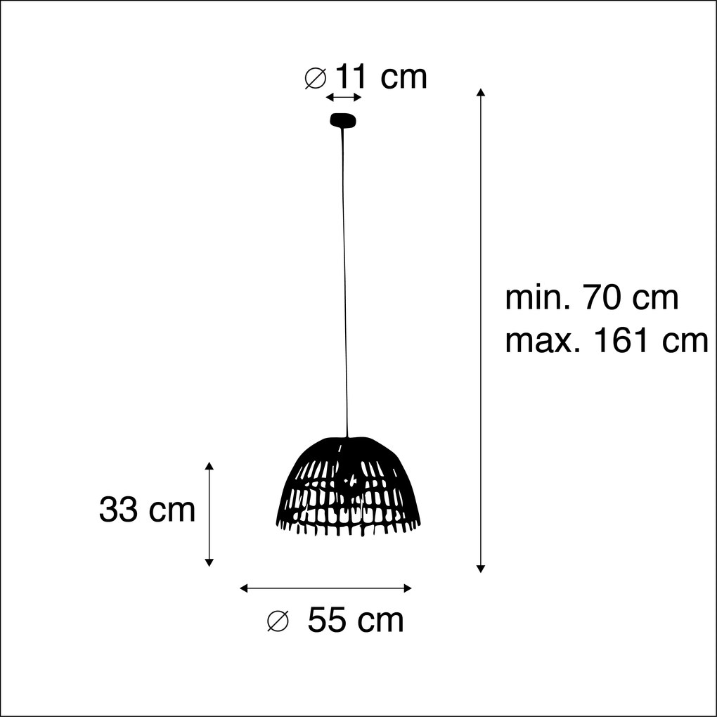 Candeeiro de suspensão rural de bambu de 55 cm - Cane Magna Country / Rústico