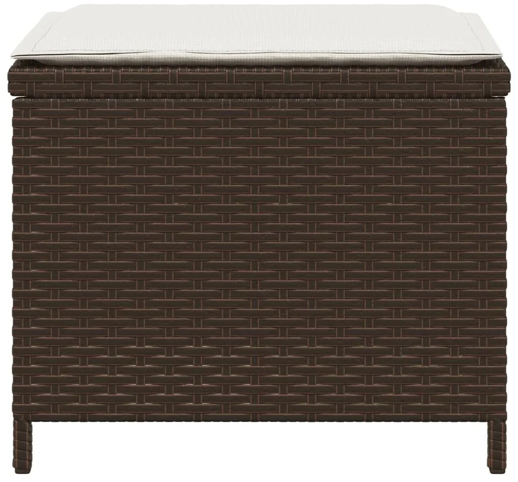 Bancos jardim com almofadões 4 pcs 40x40x35 cm vime PE castanho