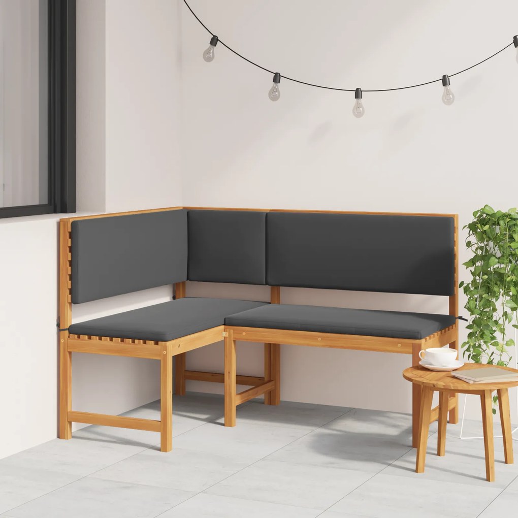 Banco de Canto de Jardim vidaXL com Almofadas 140x100x91 cm Madeira Sólida de Acácia