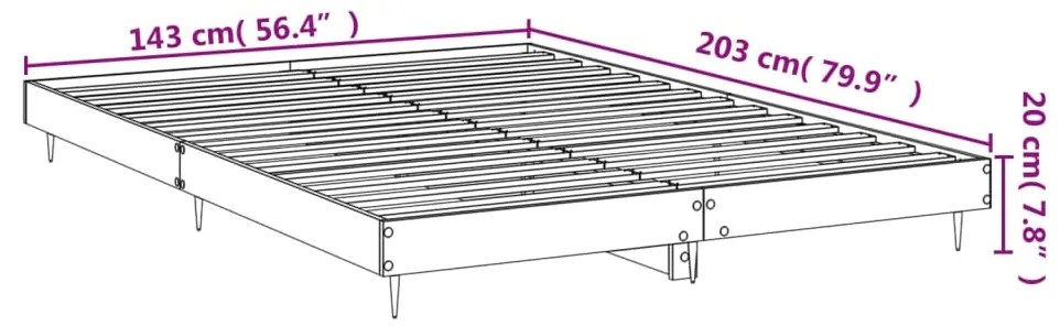 Estrutura de cama 140x200 cm derivados de madeira cinza sonoma