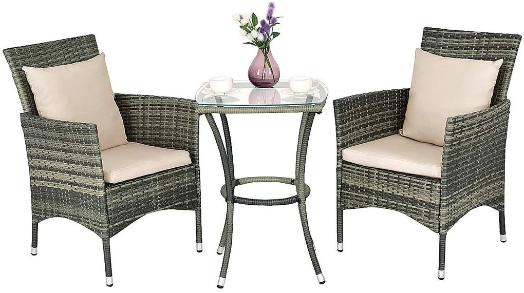 Conjunto de 3 Peças em Vime para Exterior "Nordin" – 2 Poltronas e 1 M