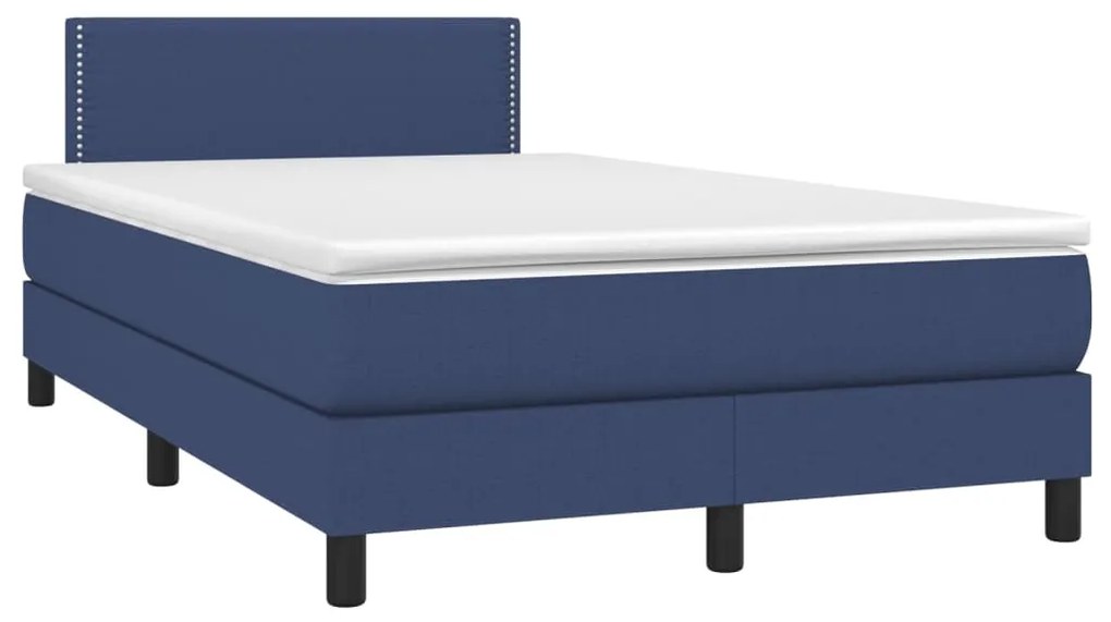 Cama box spring c/ colchão e LED 120x200 cm tecido azul