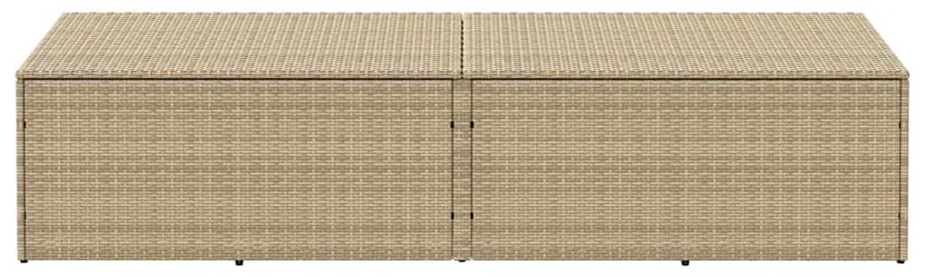 Caixa de arrumação para jardim 220x50x58 cm vime PE Bege