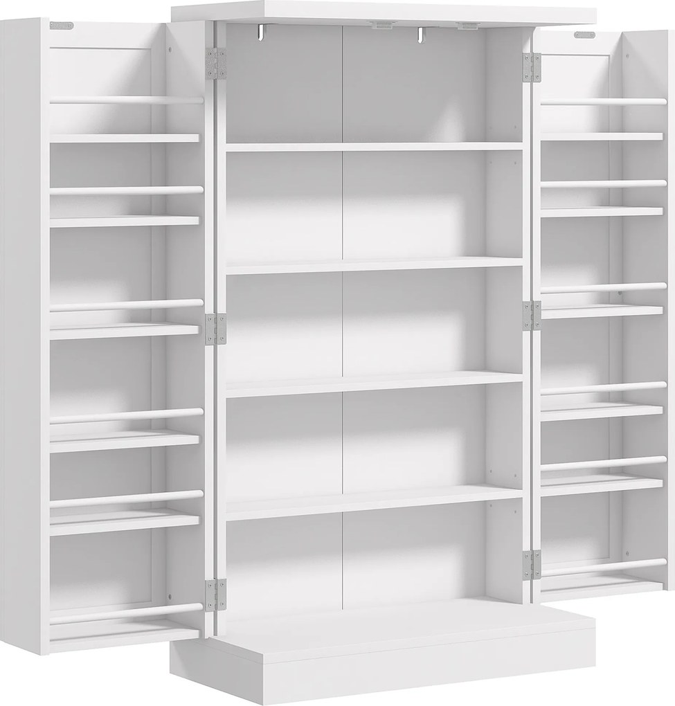 HOMCOM Aparador de cozinha Armário Despensa com 2 Portas 16 Prateleiras Aparador Moderno 60x30x104 cm Branco | Aosom Portugal