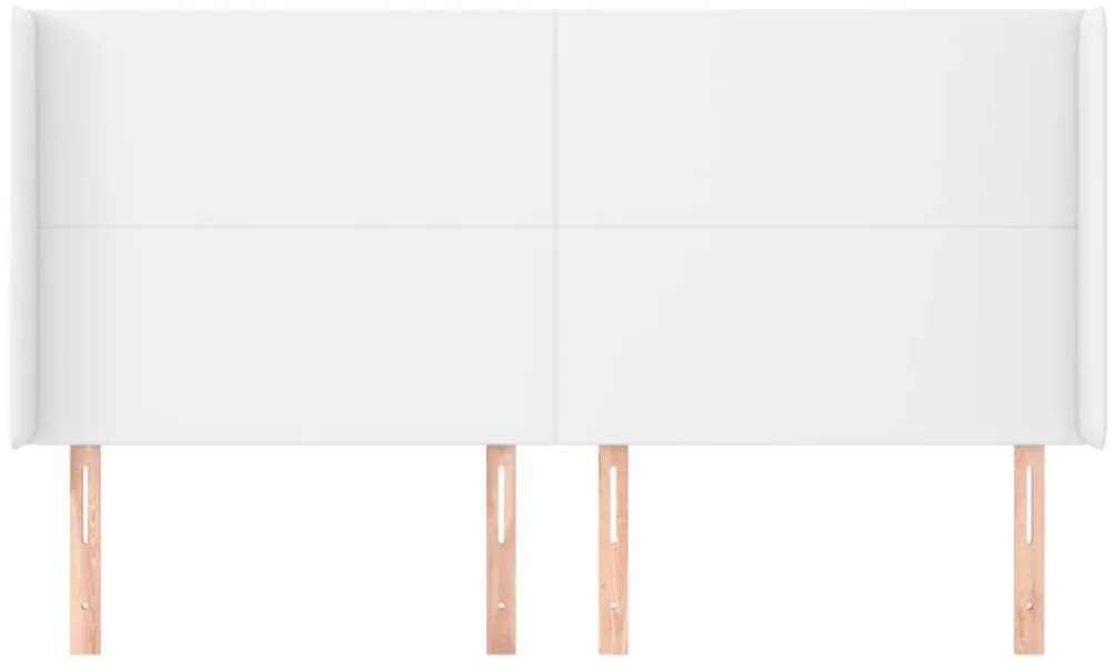 Cabeceira cama c/ abas couro artificial 183x23x118/128cm branco