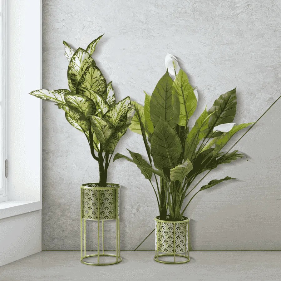 CONJUNTO DE 2 SUPORTES PARA VASOS GOLVY DOURADO Ø 21X40-19X22 CM (PLANTAS NÃO INCLUIDAS)