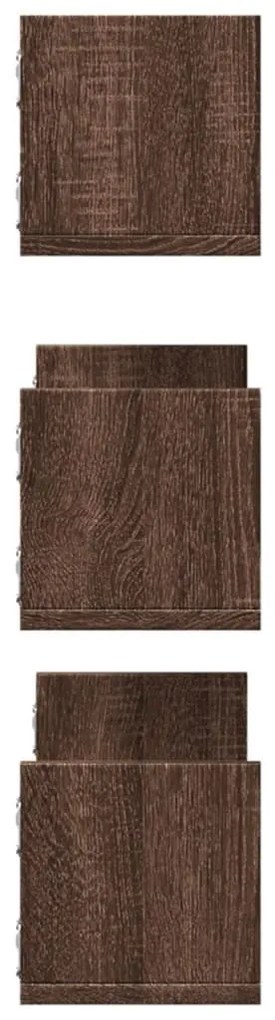 Prateleiras de parede 3 pcs derivados madeira carvalho castanho