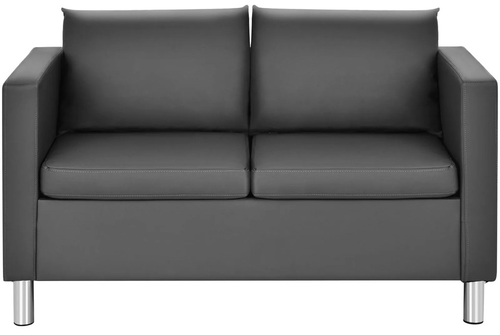 Sofá moderno de 2 lugares em imitação de couro PU com almofada macia perfeito para casa e escritório 120 x 60 x 62,5 cm Cinzento