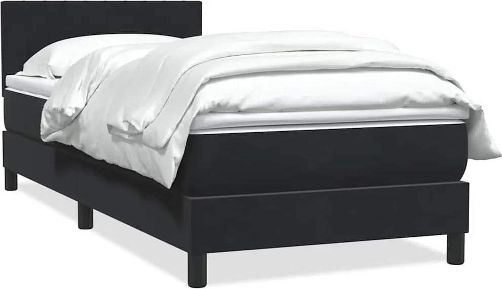 vidaXL Cama com molas/colchão preto 80x210 cm veludo
