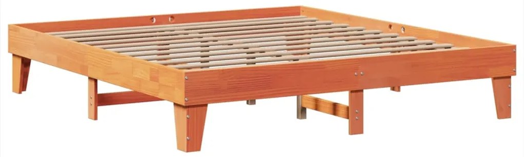 Cama sem colchão 200x200 cm pinho maciço castanho-mel