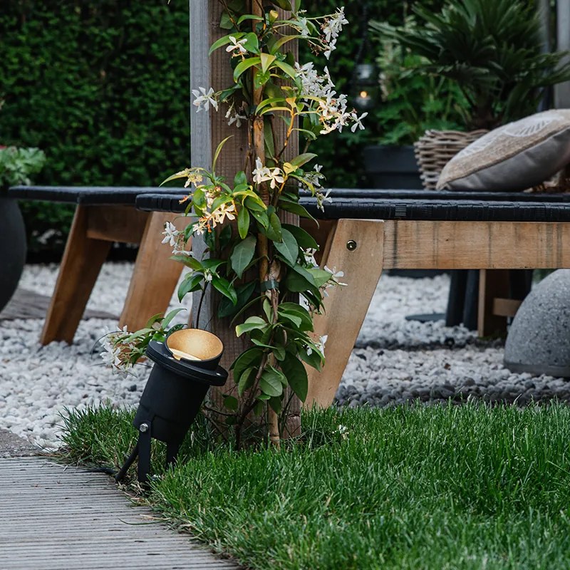 Foco Espeto de Jardim Preto Incl. Cabo e Ficha IP65 - Done