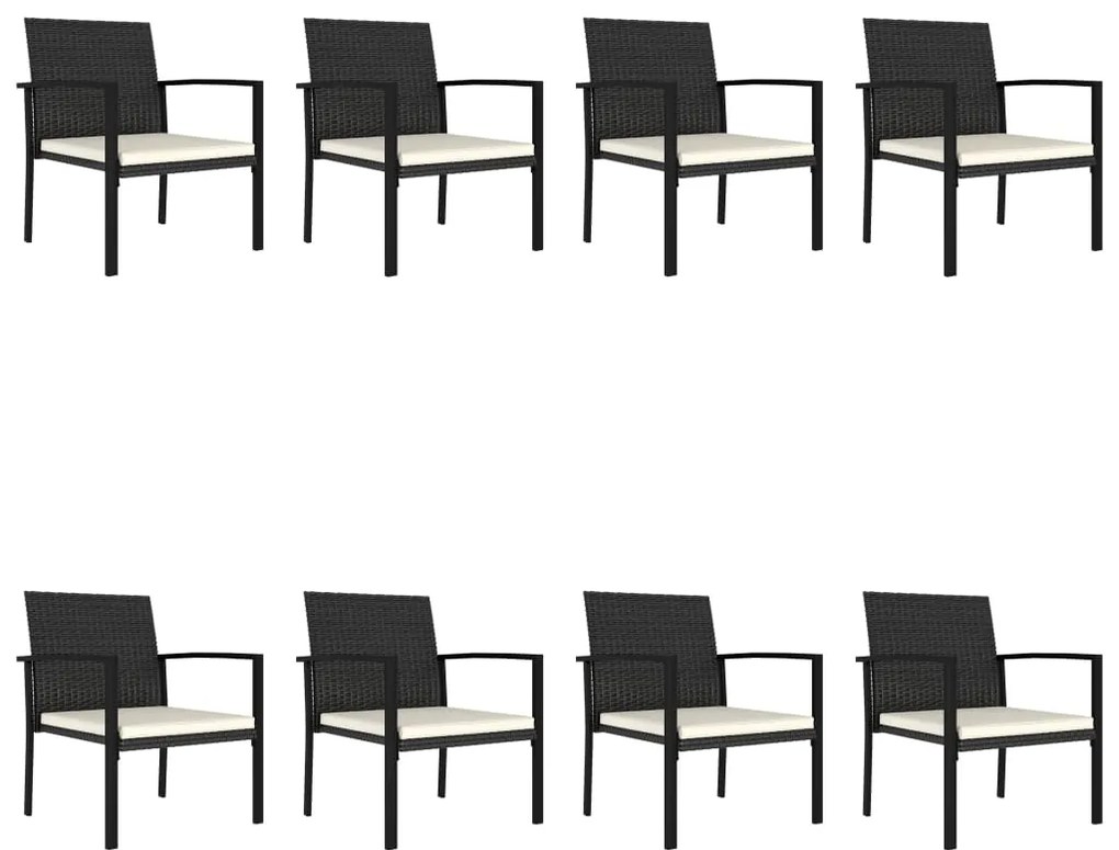 9 pcs conjunto de jantar para jardim vime PE preto