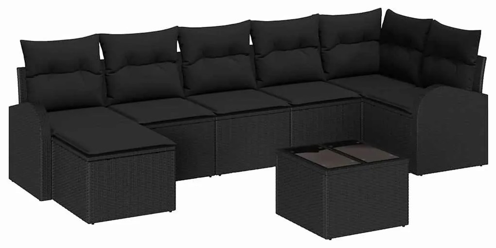 Conjunto de Sofá de Jardim 8 Peças com Almofadas de Rattan e Poliéster