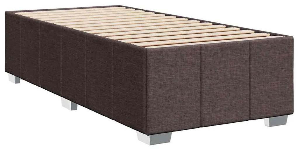 Estrutura de cama sem colchão 90x200 cm tecido castanho-escuro